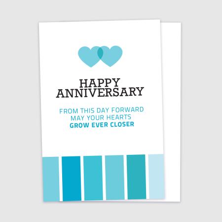 Happy Anniversary Hearts Blue
